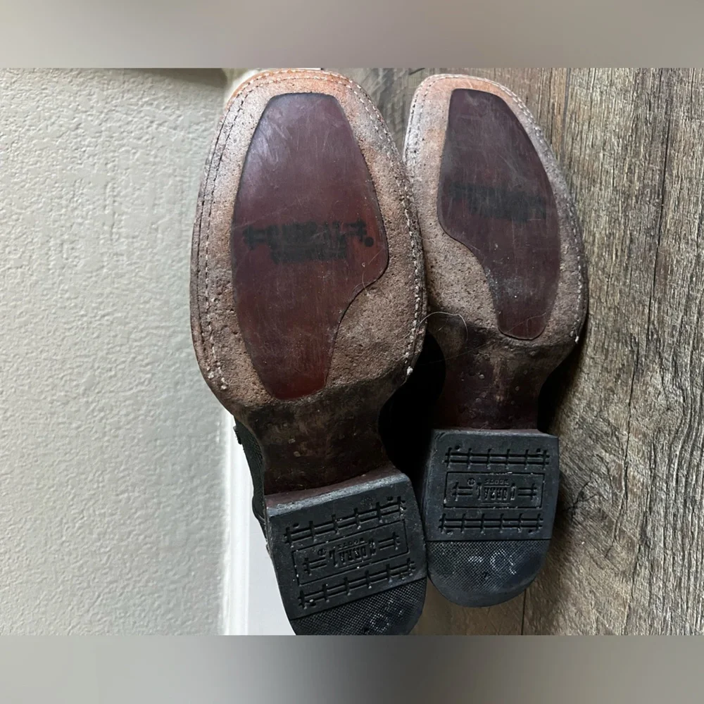 Corral Boots Cognac‎ Teju Lizard Cross Overlay Square Toe Cowgirl C2680 size 8.5 - Picture 13 of 16